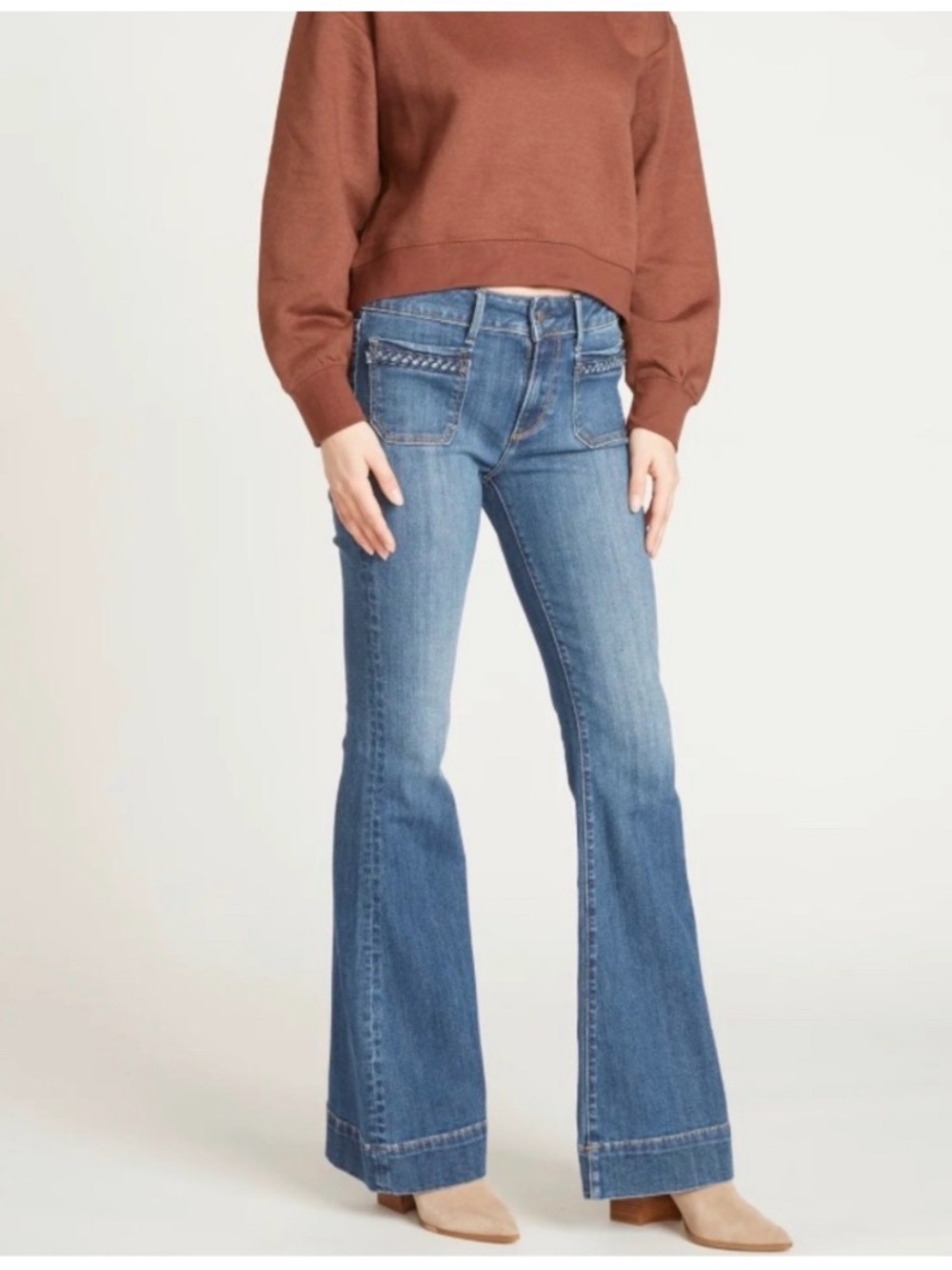 Driftwood Braided Farrah Flare Jeans size 31